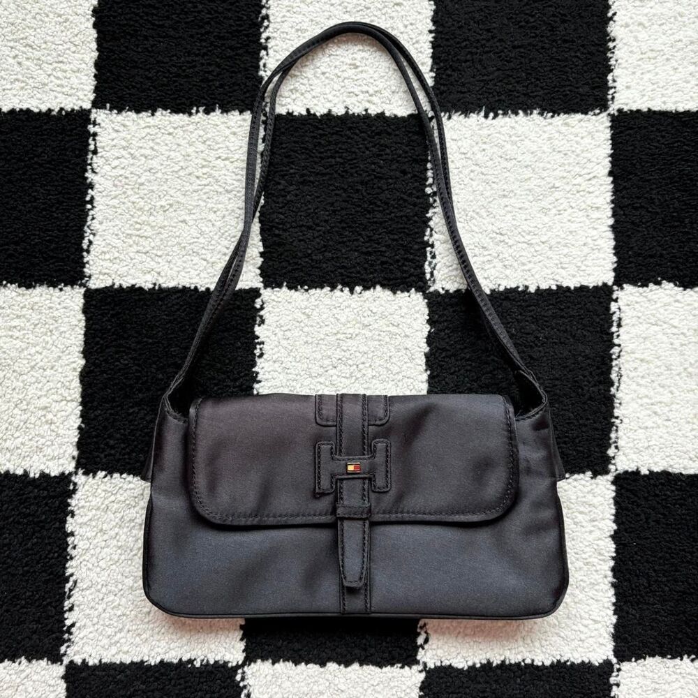 Vintage Tommy Hilfiger Black Mini Bag Red Interior